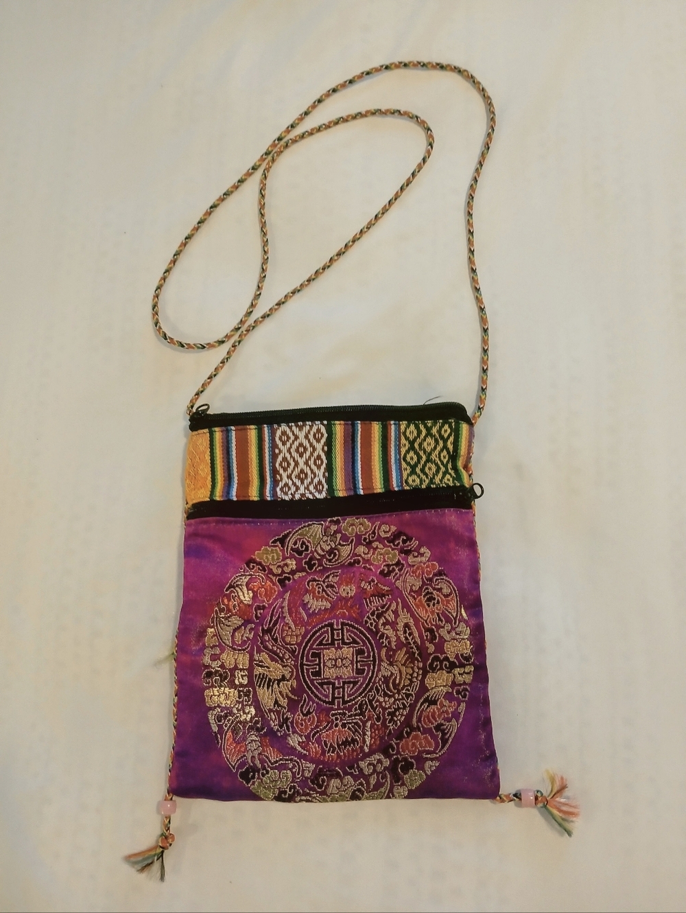 Purple & Colored Textured Crossbody Purse